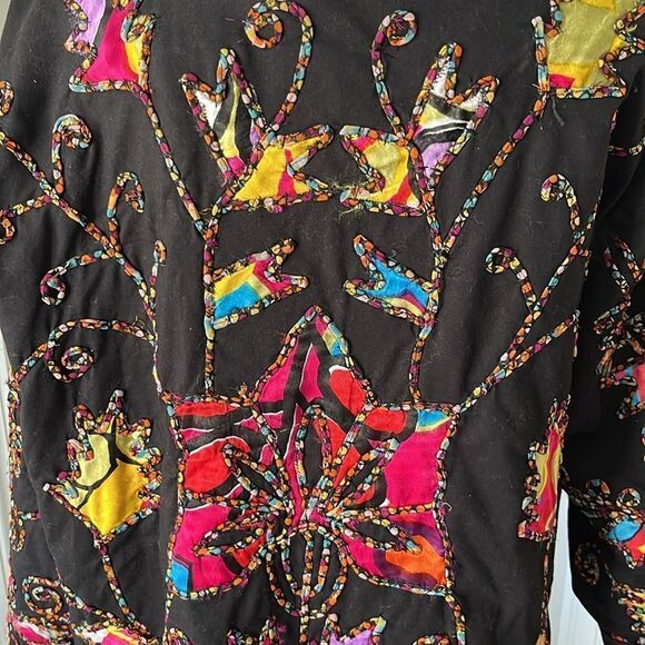 New Direction Embroidered Fabric Floral Zipper Front India - Picture 6 of 8
